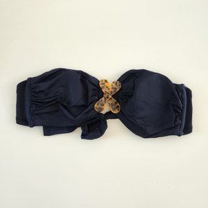 J Crew Bikini Top XS Small Navy Blue Tortoise Bandeau
